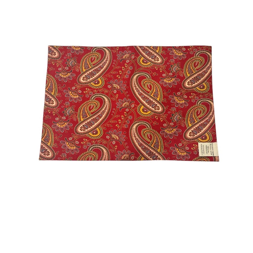 Pottery Barn Red Paisley Cotton Placemats Set of 6 Boho Dining Table Decor - Picture 3 of 5
